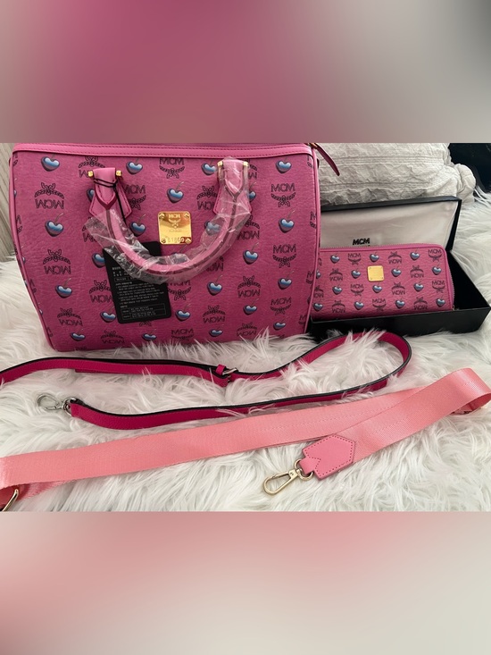MCM Handbags - BRAND NEW WITH TAGS MCM Pink RARE Heart Logo Speedy Style w/ Matching Wallet